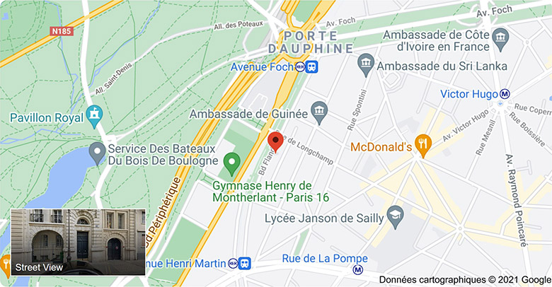 Google Map montre les coordonnées des bureaux de IAG à Paris